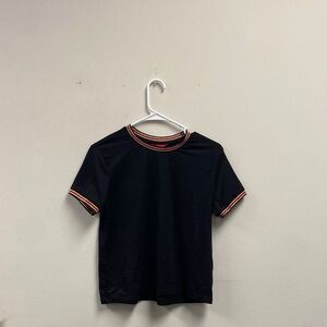 Hot Kiss Black Crop Top with Red Trim